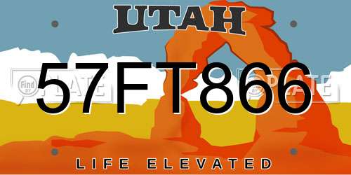 57FT866 Utah License Plate