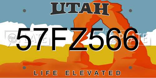 57FZ566 Utah License Plate