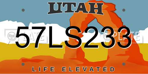 57LS233 Utah License Plate
