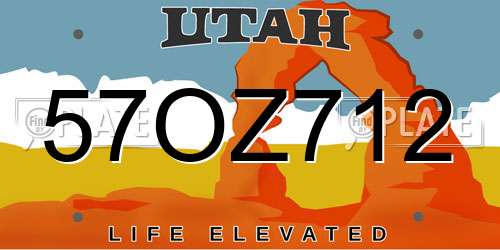 57OZ712 Utah License Plate