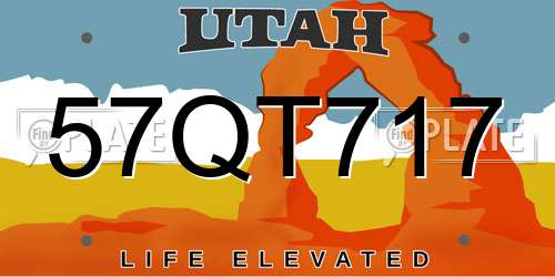 57QT717 Utah License Plate