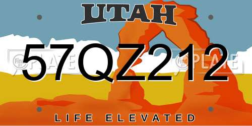 57QZ212 Utah License Plate