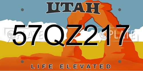 57QZ217 Utah License Plate