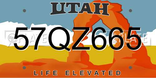 57QZ665 Utah License Plate