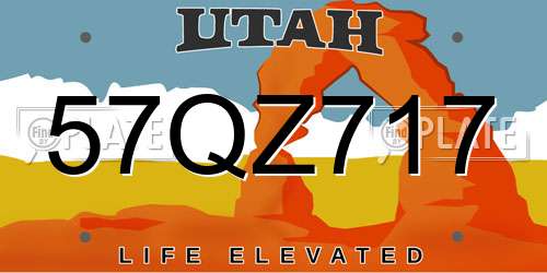 57QZ717 Utah License Plate