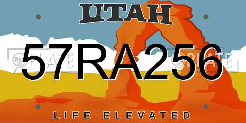 57RA256 Utah License Plate