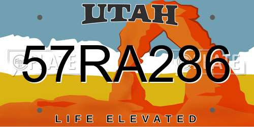 57RA286 Utah License Plate