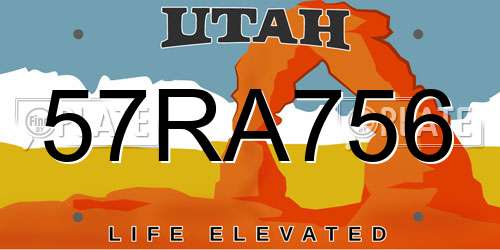 57RA756 Utah License Plate