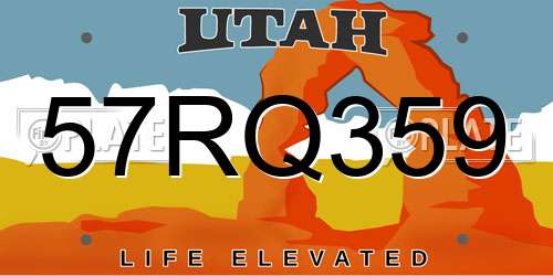 57RQ359 Utah License Plate