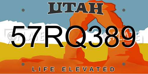 57RQ389 Utah License Plate