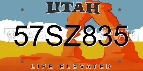 57SZ835 Utah License Plate
