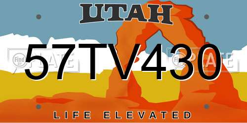 57TV430 Utah License Plate