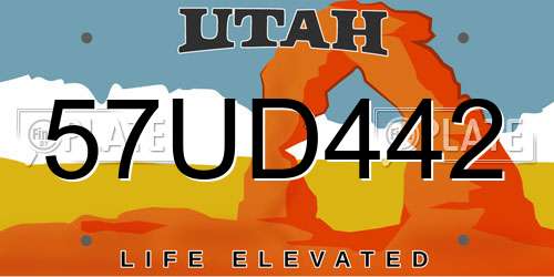 57UD442 Utah License Plate