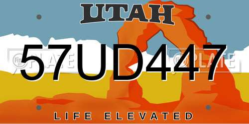 57UD447 Utah License Plate