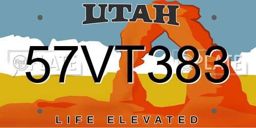 57VT383 Utah License Plate