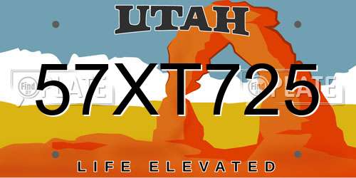 57XT725 Utah License Plate