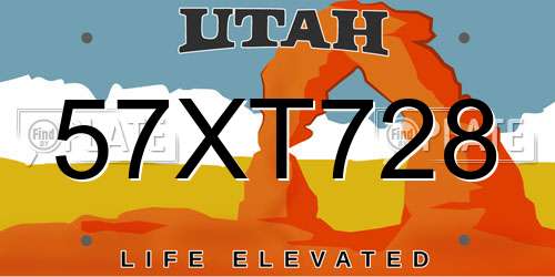 57XT728 Utah License Plate
