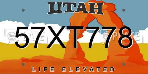 57XT778 Utah License Plate