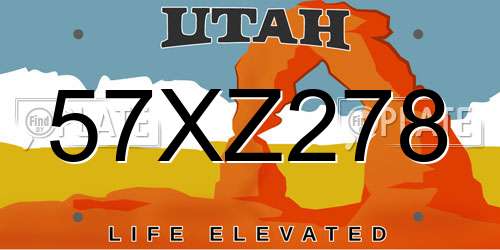 57XZ278 Utah License Plate