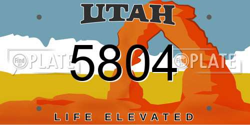 5804 Utah License Plate