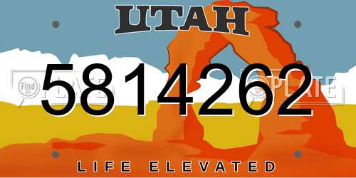5814262 Utah License Plate