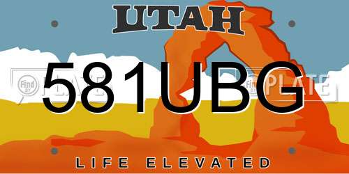 581UBG Utah License Plate