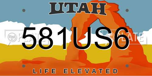 581US6 Utah License Plate