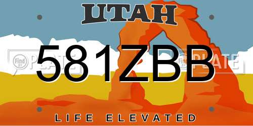 581ZBB Utah License Plate