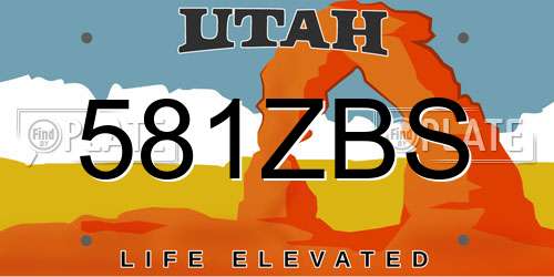 581ZBS Utah License Plate