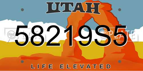 58219S5 Utah License Plate