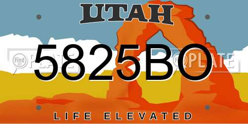 5825BO Utah License Plate