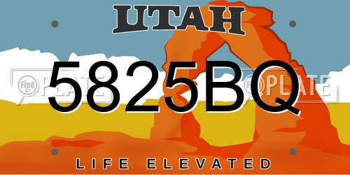 5825BQ Utah License Plate