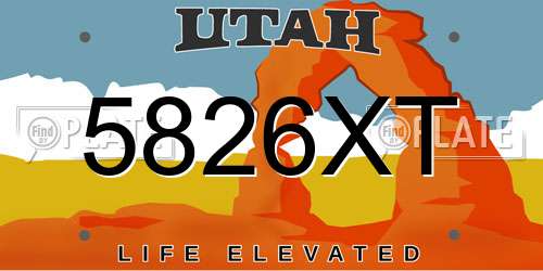5826XT Utah License Plate