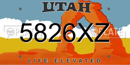 5826XZ Utah License Plate