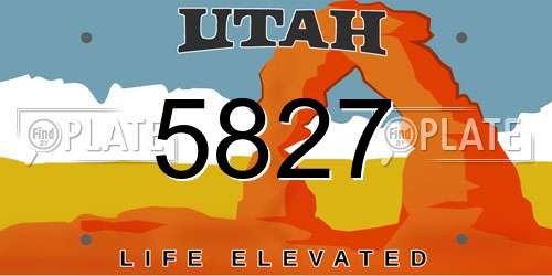 5827 Utah License Plate