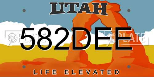 582DEE Utah License Plate