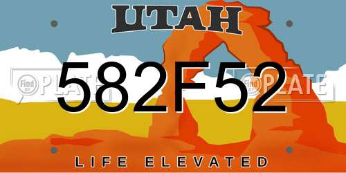 582F52 Utah License Plate