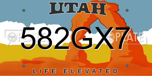 582GX7 Utah License Plate