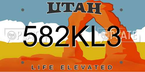 582KL3 Utah License Plate