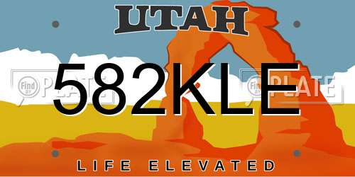 582KLE Utah License Plate