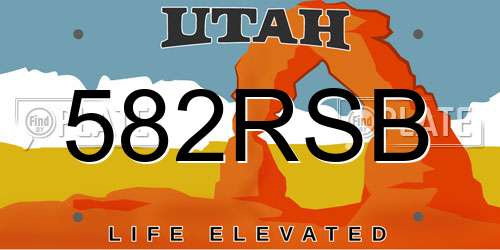 582RSB Utah License Plate