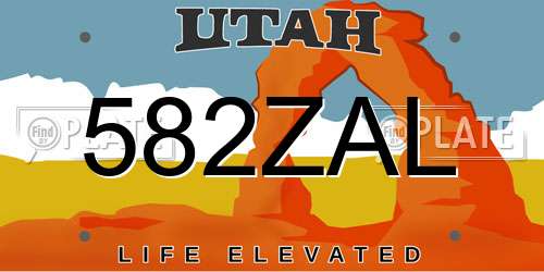 582ZAL Utah License Plate