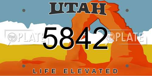 5842 Utah License Plate