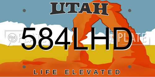 584LHD Utah License Plate