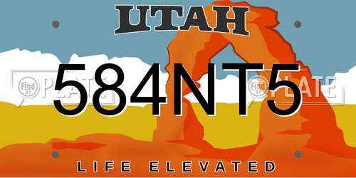 584NT5 Utah License Plate