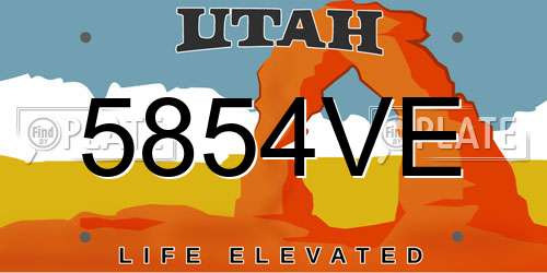 5854VE Utah License Plate