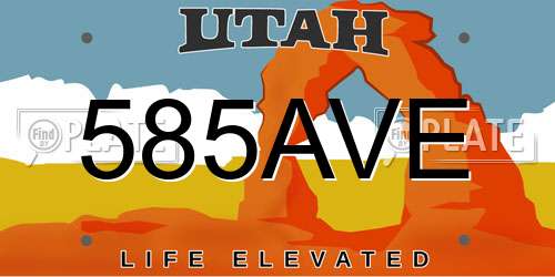 585AVE Utah License Plate