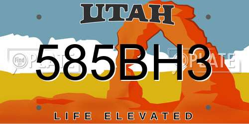 585BH3 Utah License Plate