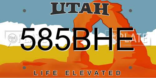585BHE Utah License Plate