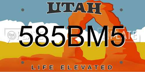 585BM5 Utah License Plate